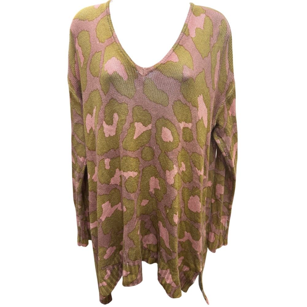 Revolve Womens Small Show Me Your MUMU Hug me sweater Rosey Leopard Knit pink - Picture 2 of 5